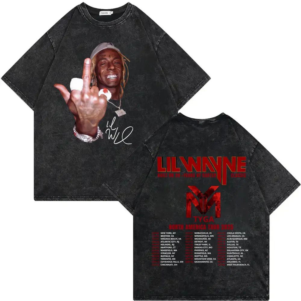 Vintage Washed Lil Wayne Tha Carter VI Tour 2025 Merch T-shirt Men Women Fashion Hip Hop T Shirt Summer Casual Loose T-shirts