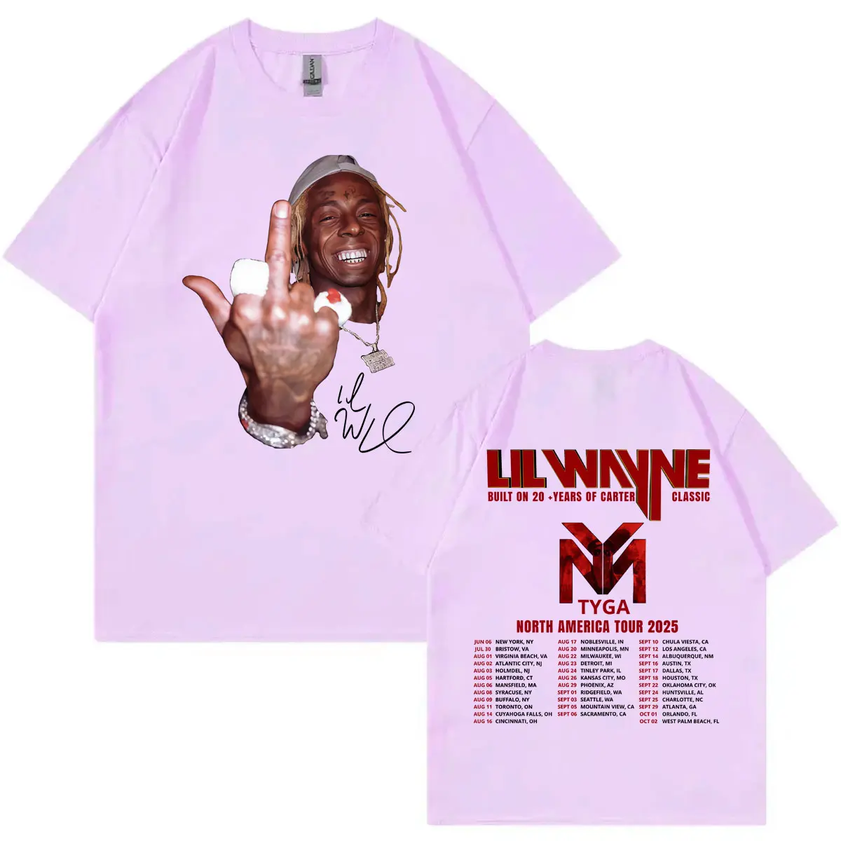 Rapper Lil Wayne Tour 2025 Double Sided Graphic T Shirts Men Women Hip Hop Vintage T-shirt Summer Casual Fashion Loose T-shirts