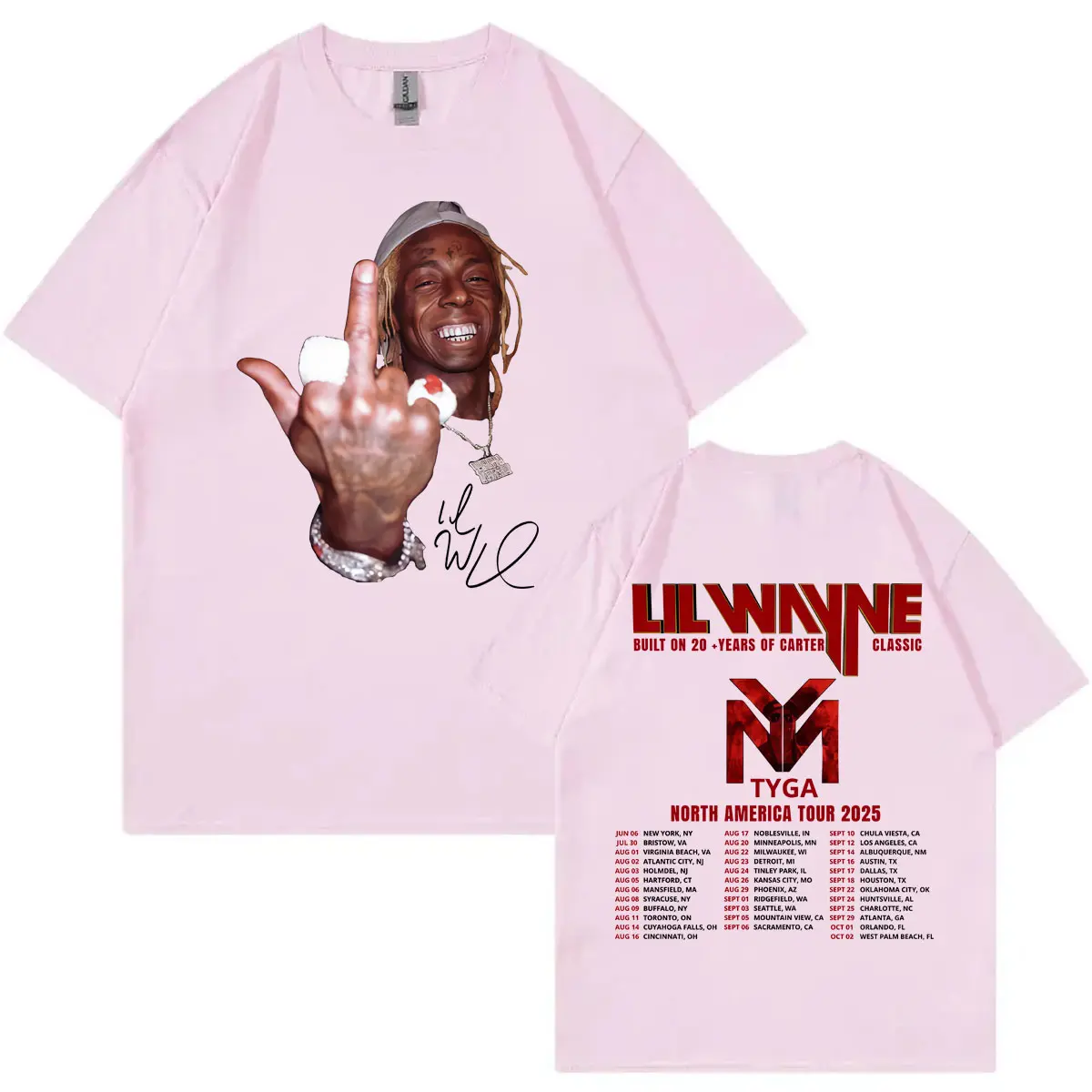 Rapper Lil Wayne Tour 2025 Double Sided Graphic T Shirts Men Women Hip Hop Vintage T-shirt Summer Casual Fashion Loose T-shirts