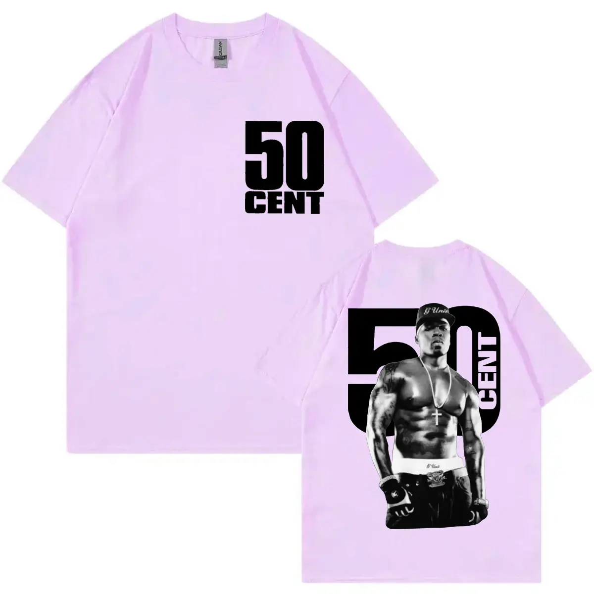 Rapper 50 Cent Double Sided Print T-shirt Men Women Hip Hop Vintage Short Sleeve T-shirts Fashion Casual Loose Cotton T Shirts