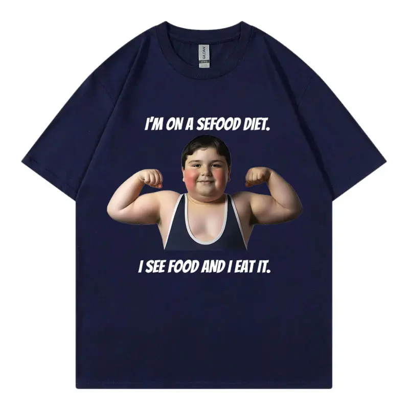 I See Food and I Eat It Meme Funny Graphic T Shirts High Street Fashion Trend Short Sleeve T-shirt Unisex Casual Cotton T-shirts