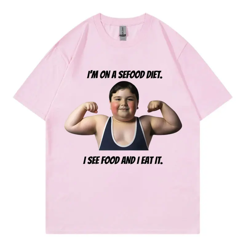 I See Food and I Eat It Meme Funny Graphic T Shirts High Street Fashion Trend Short Sleeve T-shirt Unisex Casual Cotton T-shirts
