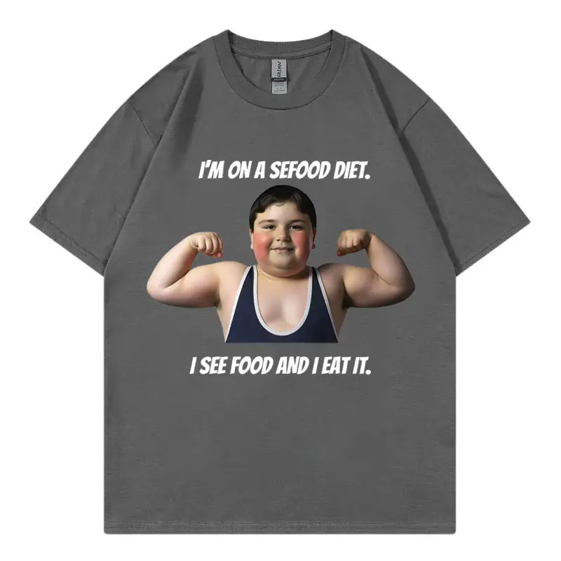 I See Food and I Eat It Meme Funny Graphic T Shirts High Street Fashion Trend Short Sleeve T-shirt Unisex Casual Cotton T-shirts