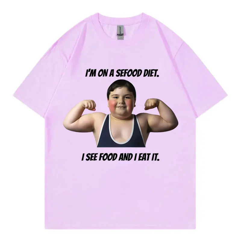 I See Food and I Eat It Meme Funny Graphic T Shirts High Street Fashion Trend Short Sleeve T-shirt Unisex Casual Cotton T-shirts