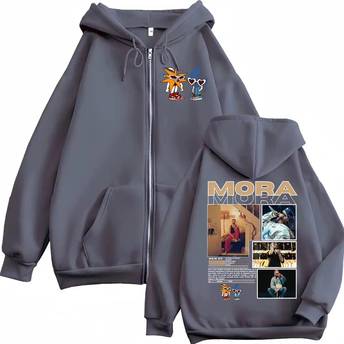 Mora Lo Mismo De Siempre 2025 New Album Merch Zipper Hoodie Fashion Hip Hop Zip Up Pullovers Men Women Casual Fleece Sweatshirts