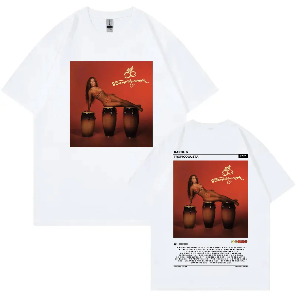 Singer Karol G Tropicoqueta 2025 New Album Poster Graphic T Shirts Fashion Pop Music T-shirts Men Women Oversized Cotton T-shirt
