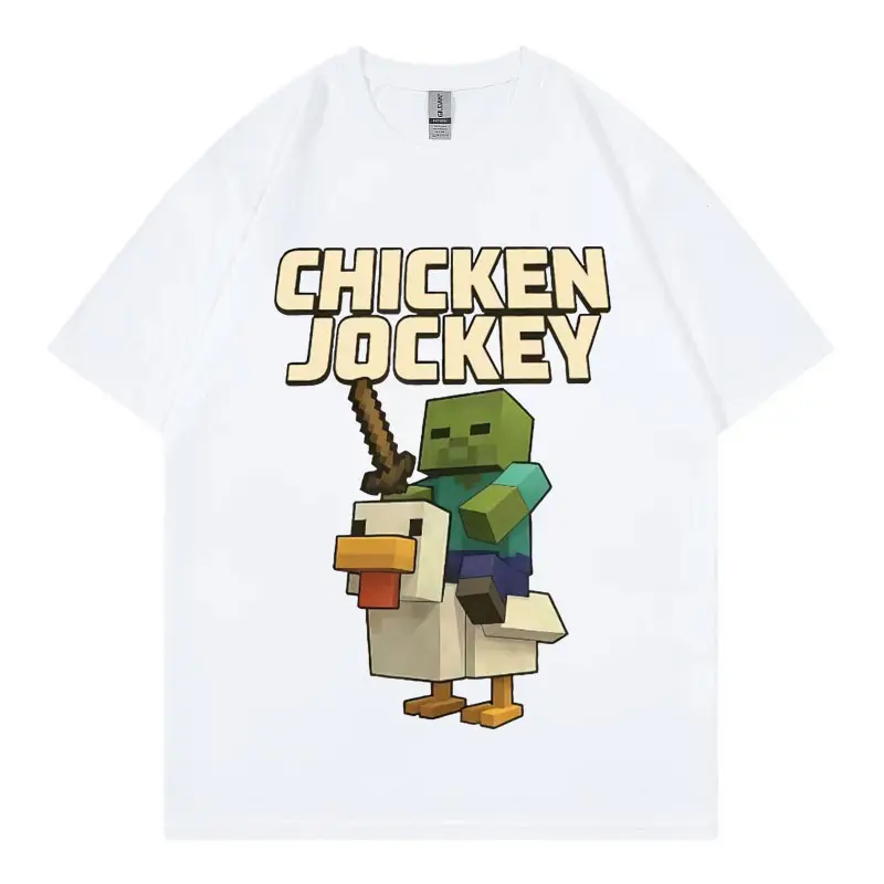 Chicken Jockey Game Cartoon Graphic T Shirt High Quality Fashion Short Sleeve T-shirt Men Women Casual Oversized Cotton T-shirts