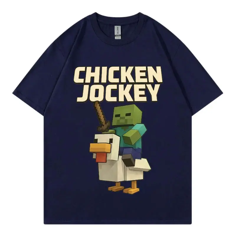Chicken Jockey Game Cartoon Graphic T Shirt High Quality Fashion Short Sleeve T-shirt Men Women Casual Oversized Cotton T-shirts