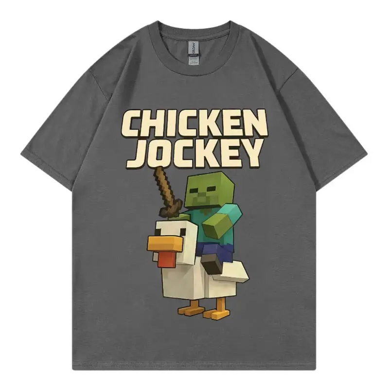 Chicken Jockey Game Cartoon Graphic T Shirt High Quality Fashion Short Sleeve T-shirt Men Women Casual Oversized Cotton T-shirts