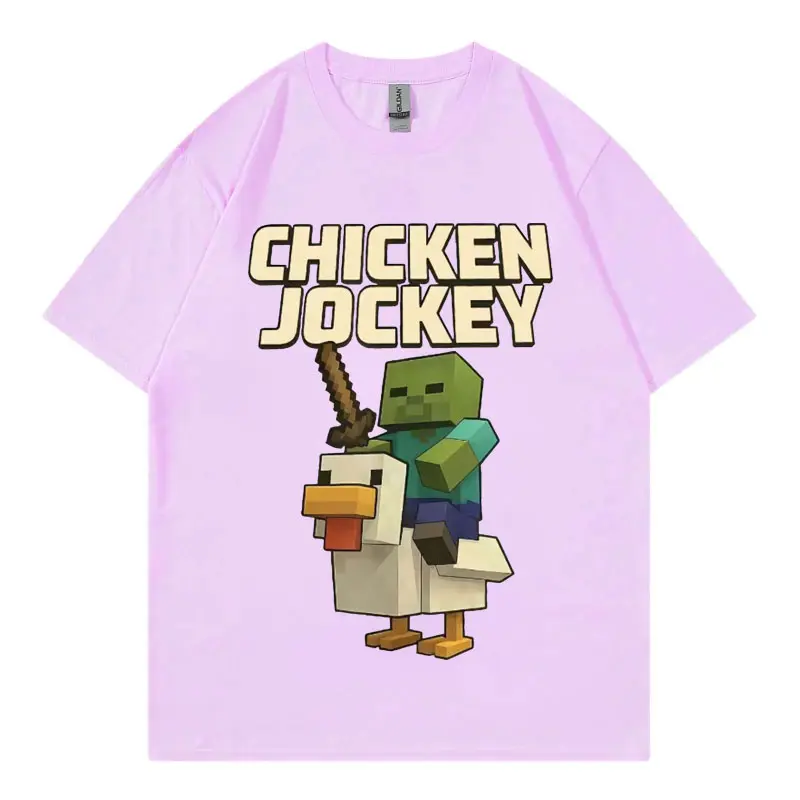 Chicken Jockey Game Cartoon Graphic T Shirt High Quality Fashion Short Sleeve T-shirt Men Women Casual Oversized Cotton T-shirts