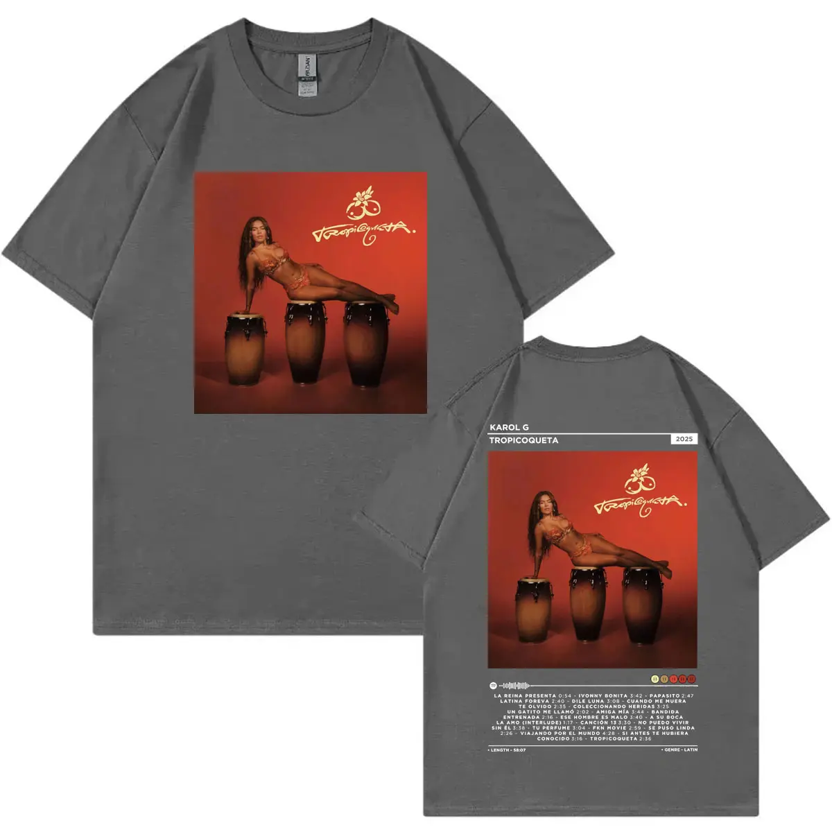 Singer Karol G Tropicoqueta 2025 New Album Poster Graphic T Shirts Fashion Pop Music T-shirts Men Women Oversized Cotton T-shirt