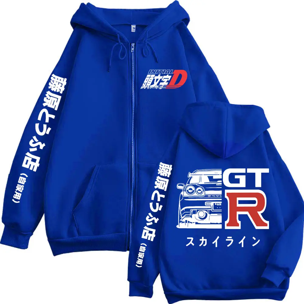 Japanese Anime Initial D Merch Zipper Hoodie Harajuku Manga Style Zip Up Sweatshirts Men Women Casual Fashion Oversized Pullover