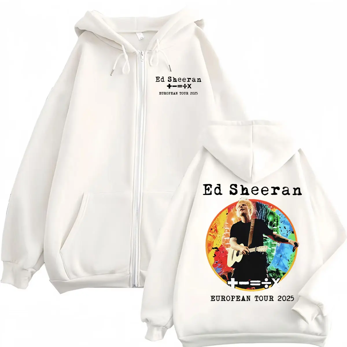 Ed Sheeran European Tour 2025 Graphic Zipper Hoodie Fashion Hip Hop Zip Up Sweatshirt Men Women Harajuku Y2k Oversized Pullovers