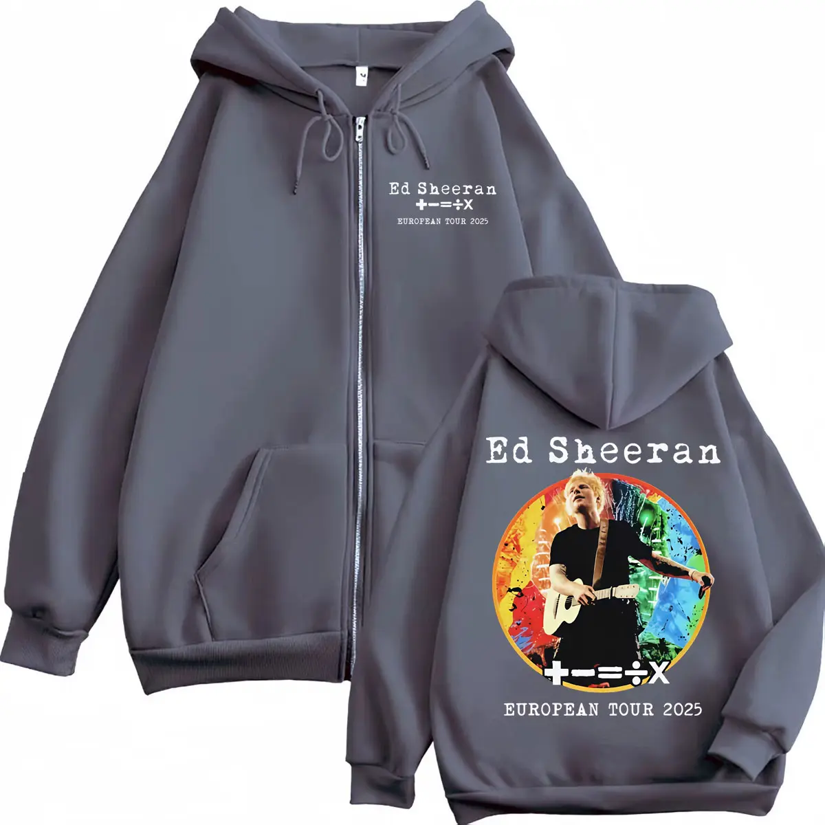 Ed Sheeran European Tour 2025 Graphic Zipper Hoodie Fashion Hip Hop Zip Up Sweatshirt Men Women Harajuku Y2k Oversized Pullovers