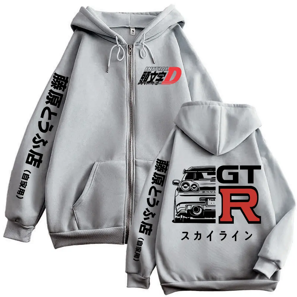 Japanese Anime Initial D Merch Zipper Hoodie Harajuku Manga Style Zip Up Sweatshirts Men Women Casual Fashion Oversized Pullover