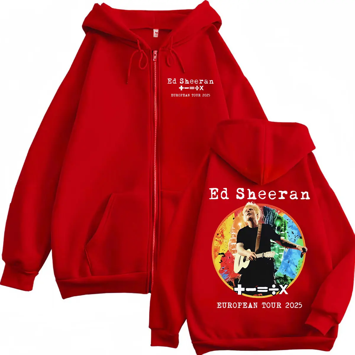 Ed Sheeran European Tour 2025 Graphic Zipper Hoodie Fashion Hip Hop Zip Up Sweatshirt Men Women Harajuku Y2k Oversized Pullovers