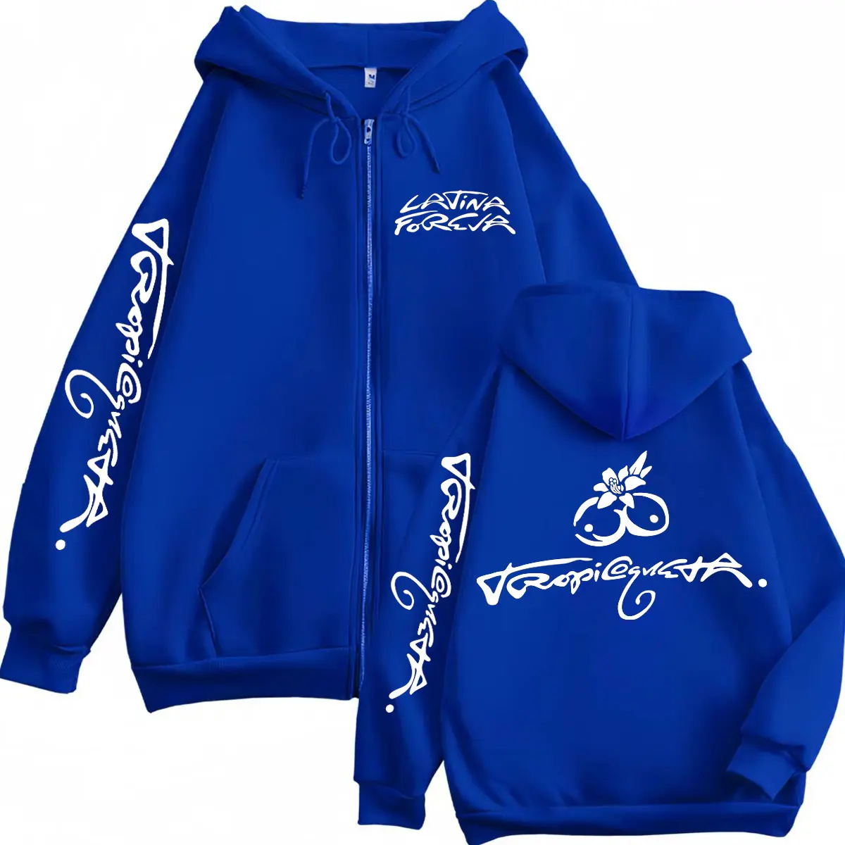 Karol G Tropicoqueta 2025 New Album Logo Print Zipper Hoodie Fashion Hip Hop Zip Up Sweatshirts Men Women Casual Loose Pullovers