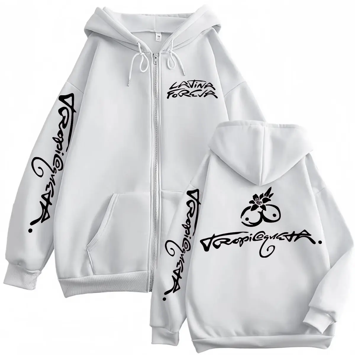 Karol G Tropicoqueta 2025 New Album Logo Print Zipper Hoodie Fashion Hip Hop Zip Up Sweatshirts Men Women Casual Loose Pullovers