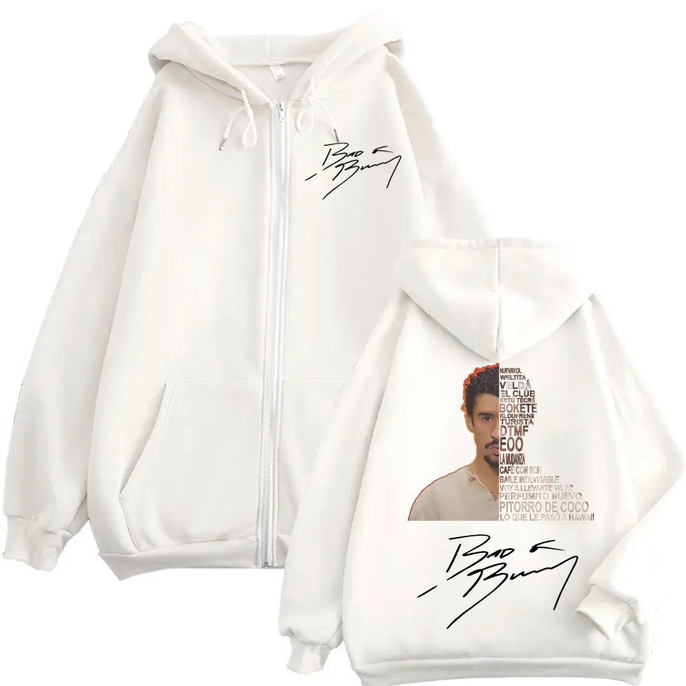 Rapper Bad Bunny Graphic Zipper Hoodies DeBí TiRAR MáS FOToS DTMF Merch Zip Up Sweatshirts Men Women Hip Hop Fashion Pullovers