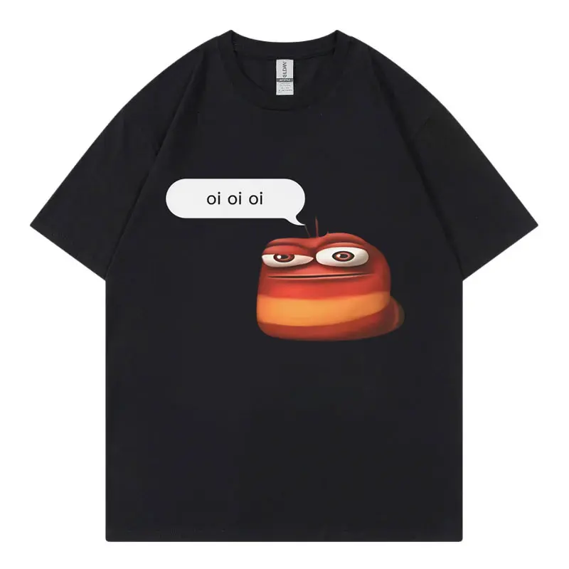 Oi Oi Oi Red Larva Funny Meme T-shirt High Quality Fashion Short Sleeve T Shirts Men Women Clothing Oversized Cotton T-shirts