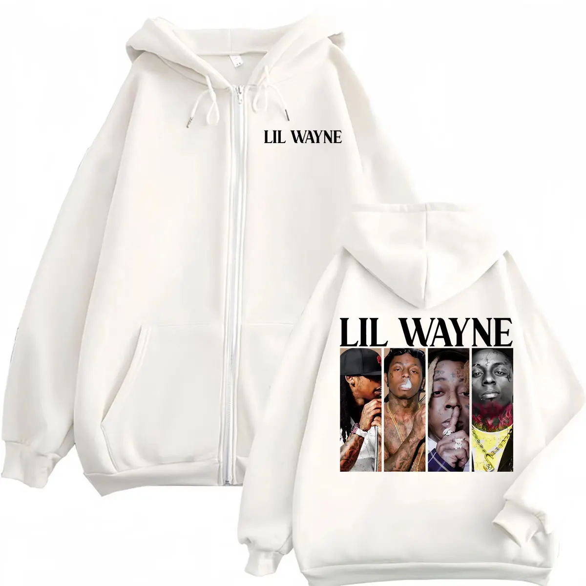 Rapper Lil Wayne Graphic Zipper Hoodies Men's Women's Fashion Hip Hop Zip Up Sweatshirts High Quality Fleece Oversized Pullovers