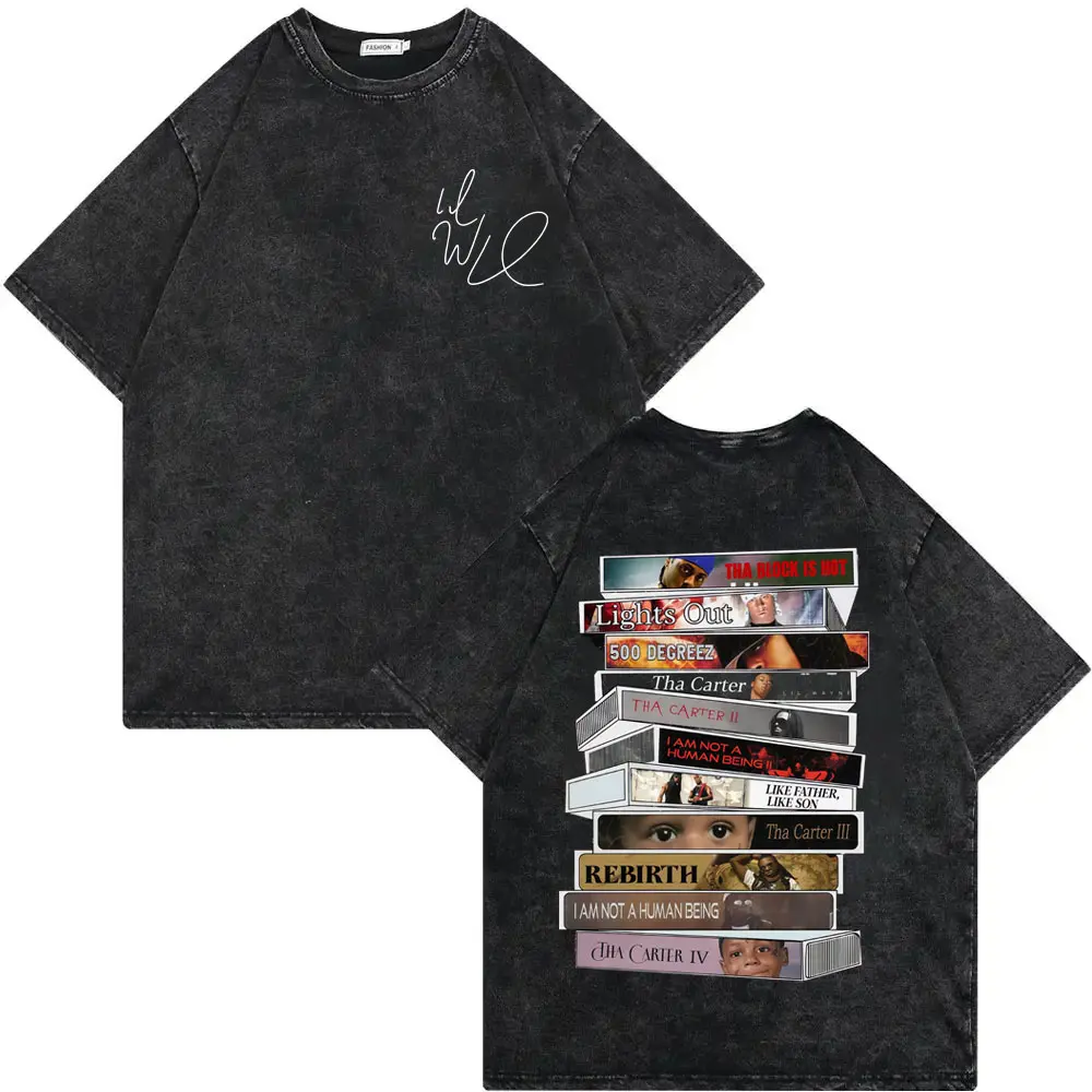 Rapper Lil Wayne Tha Carter VI Tour 2025 T Shirt High Quality Vintage Washed T-shirt Men Women Clothing Fashion Hip Hop T-shirts