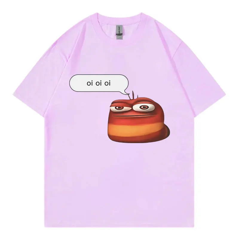 Oi Oi Oi Red Larva Funny Meme T-shirt High Quality Fashion Short Sleeve T Shirts Men Women Clothing Oversized Cotton T-shirts