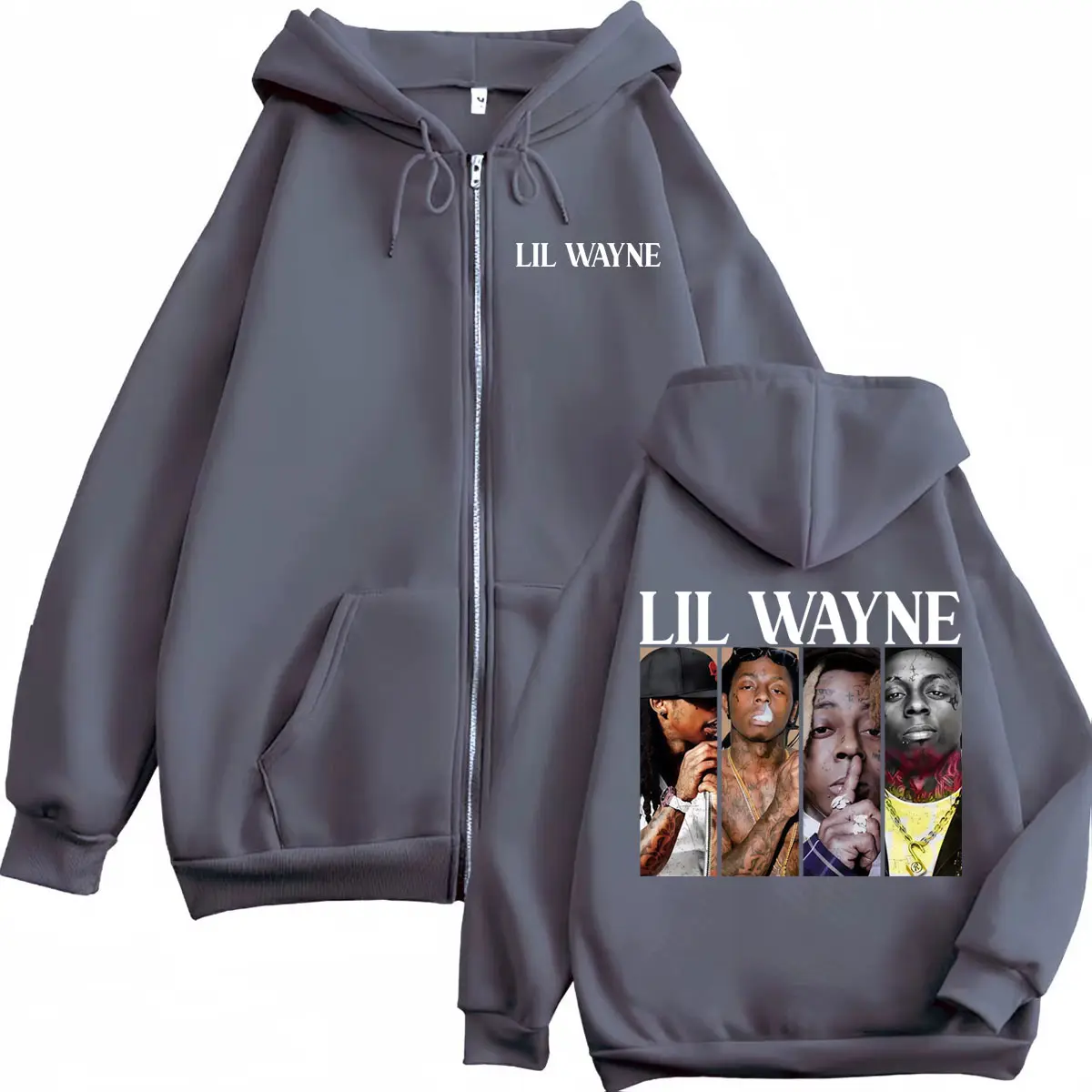 Rapper Lil Wayne Graphic Zipper Hoodies Men's Women's Fashion Hip Hop Zip Up Sweatshirts High Quality Fleece Oversized Pullovers