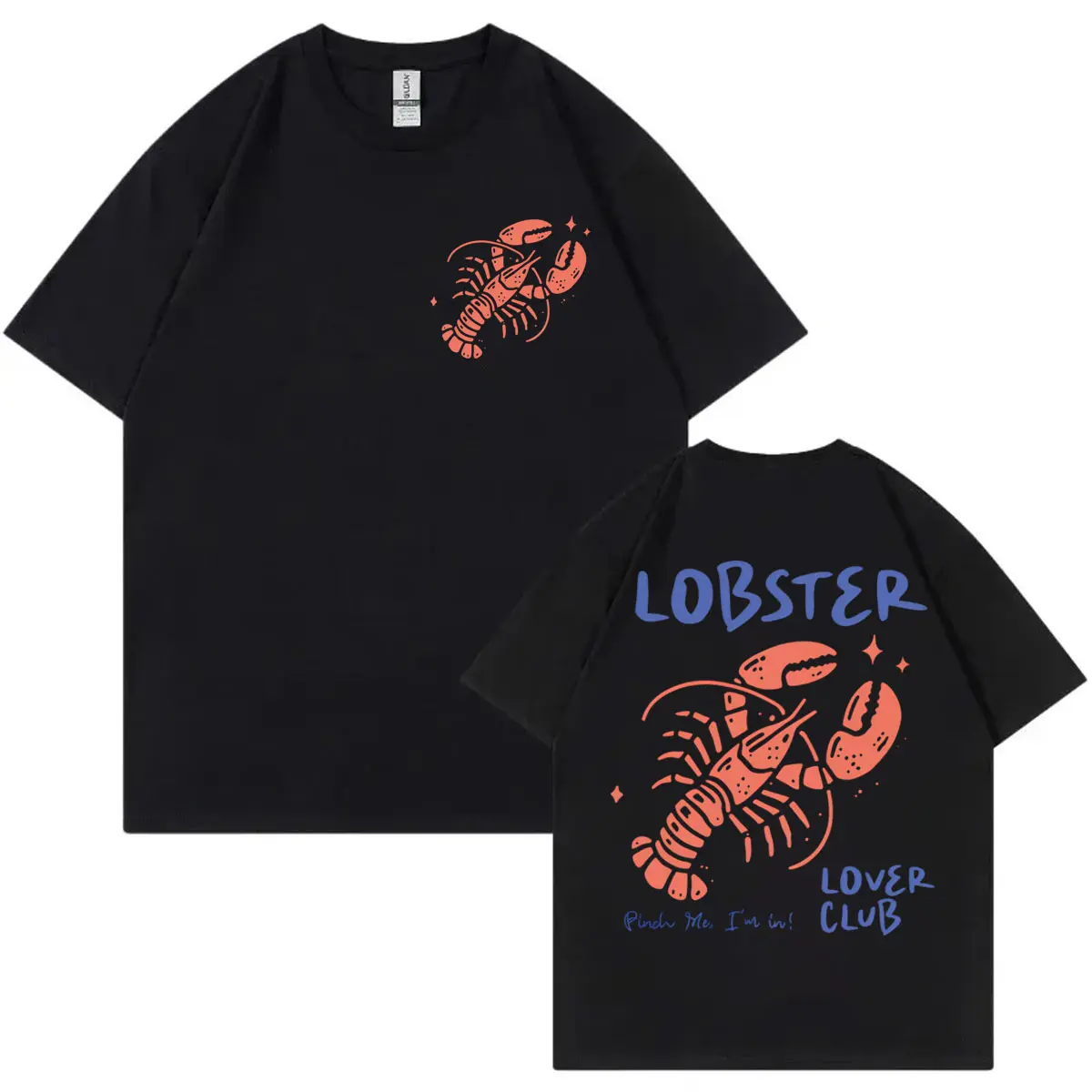 Lobster Lover Club T-shirt Funny Summer Beach Short Sleeve T Shirt Men's Women's Fashion Casual Oversized T-shirts Streetwear