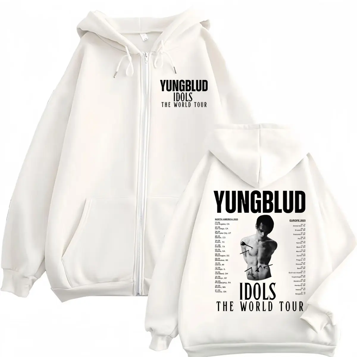 Yungblud Idols The World Tour 2025 Merch Zipper Hoodies Men Women Rock Harajuku Zip Up Sweatshirt Fashion Casual Loose Pullovers