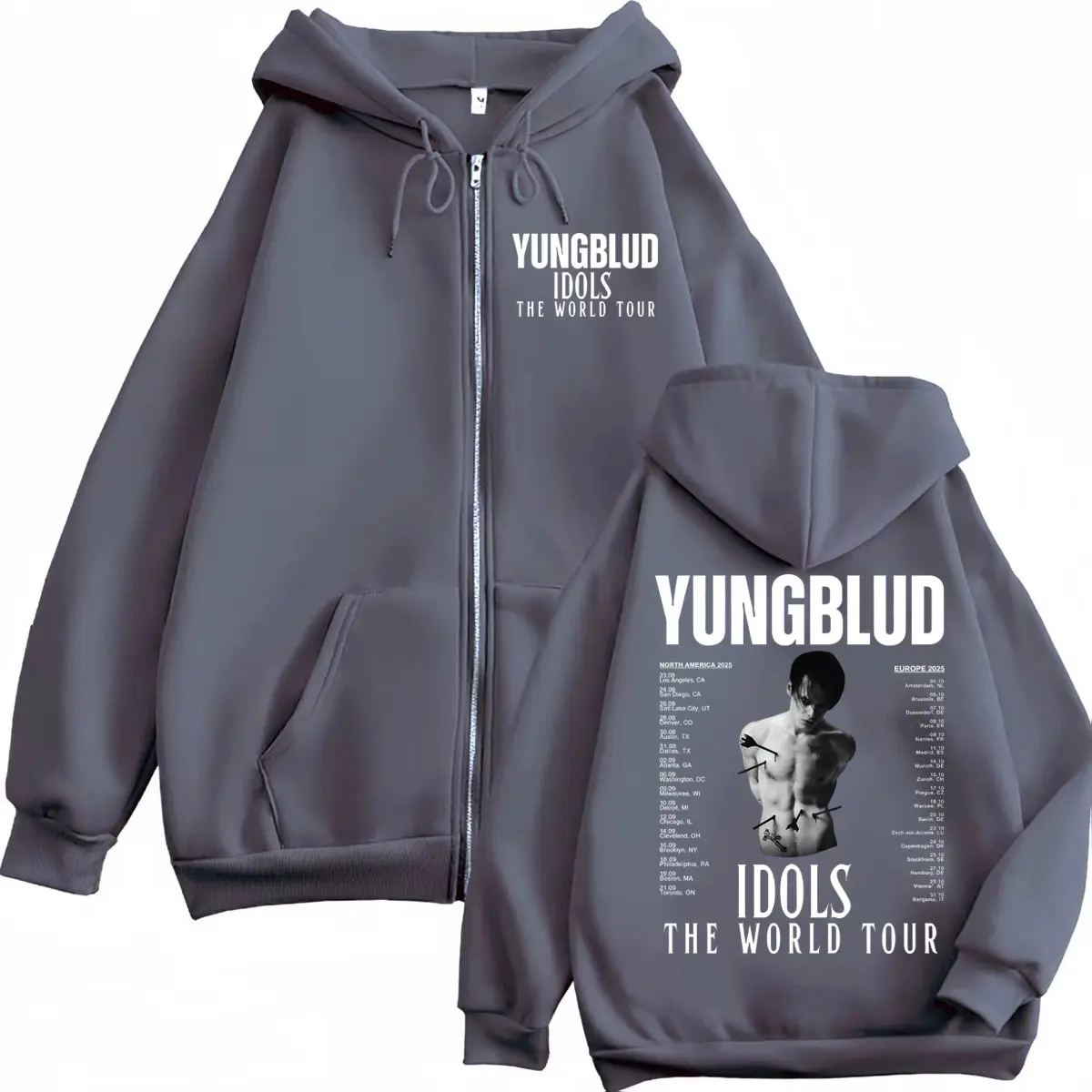 Yungblud Idols The World Tour 2025 Merch Zipper Hoodies Men Women Rock Harajuku Zip Up Sweatshirt Fashion Casual Loose Pullovers