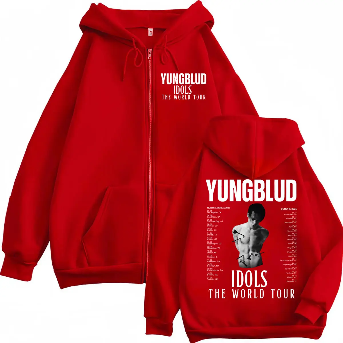 Yungblud Idols The World Tour 2025 Merch Zipper Hoodies Men Women Rock Harajuku Zip Up Sweatshirt Fashion Casual Loose Pullovers