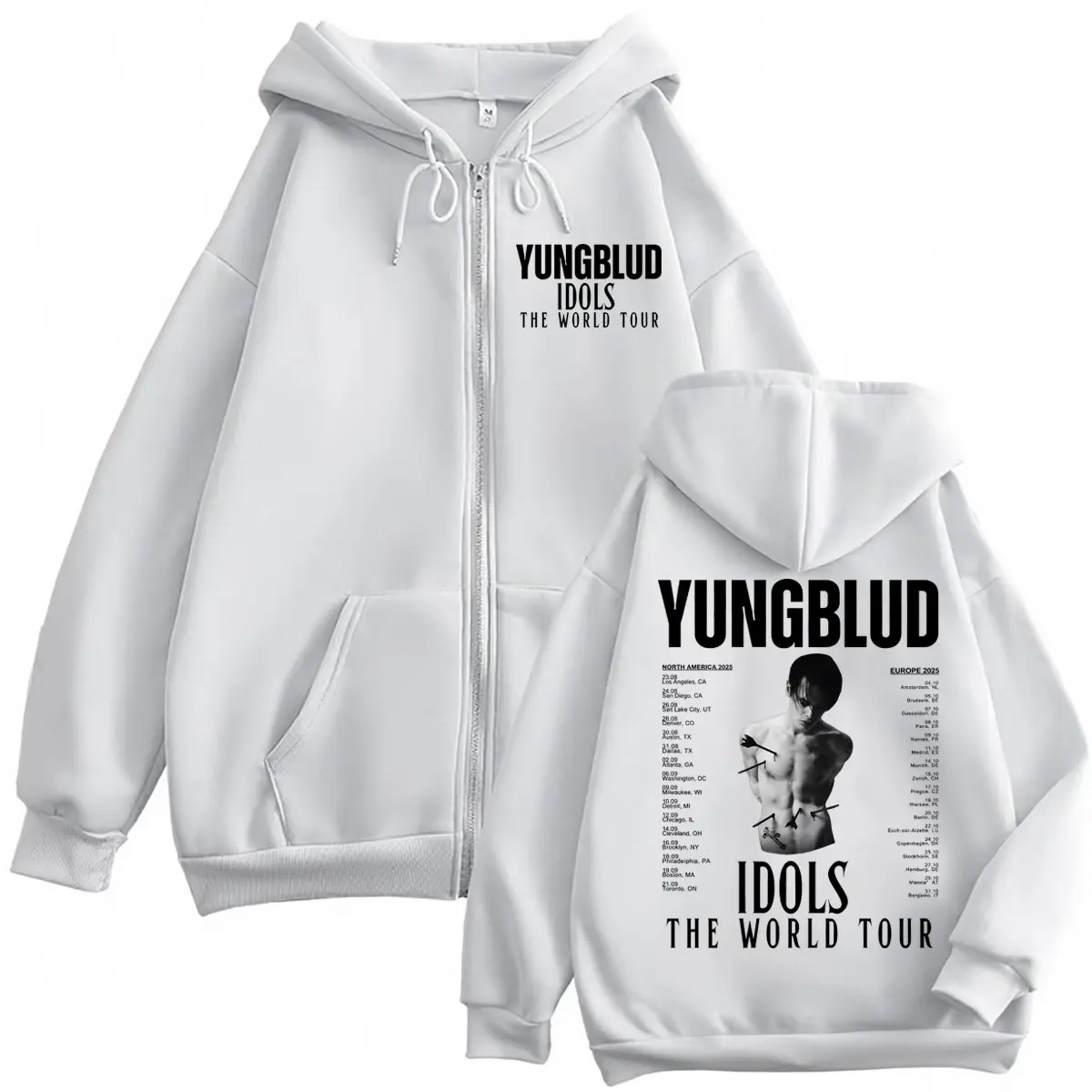 Yungblud Idols The World Tour 2025 Merch Zipper Hoodies Men Women Rock Harajuku Zip Up Sweatshirt Fashion Casual Loose Pullovers