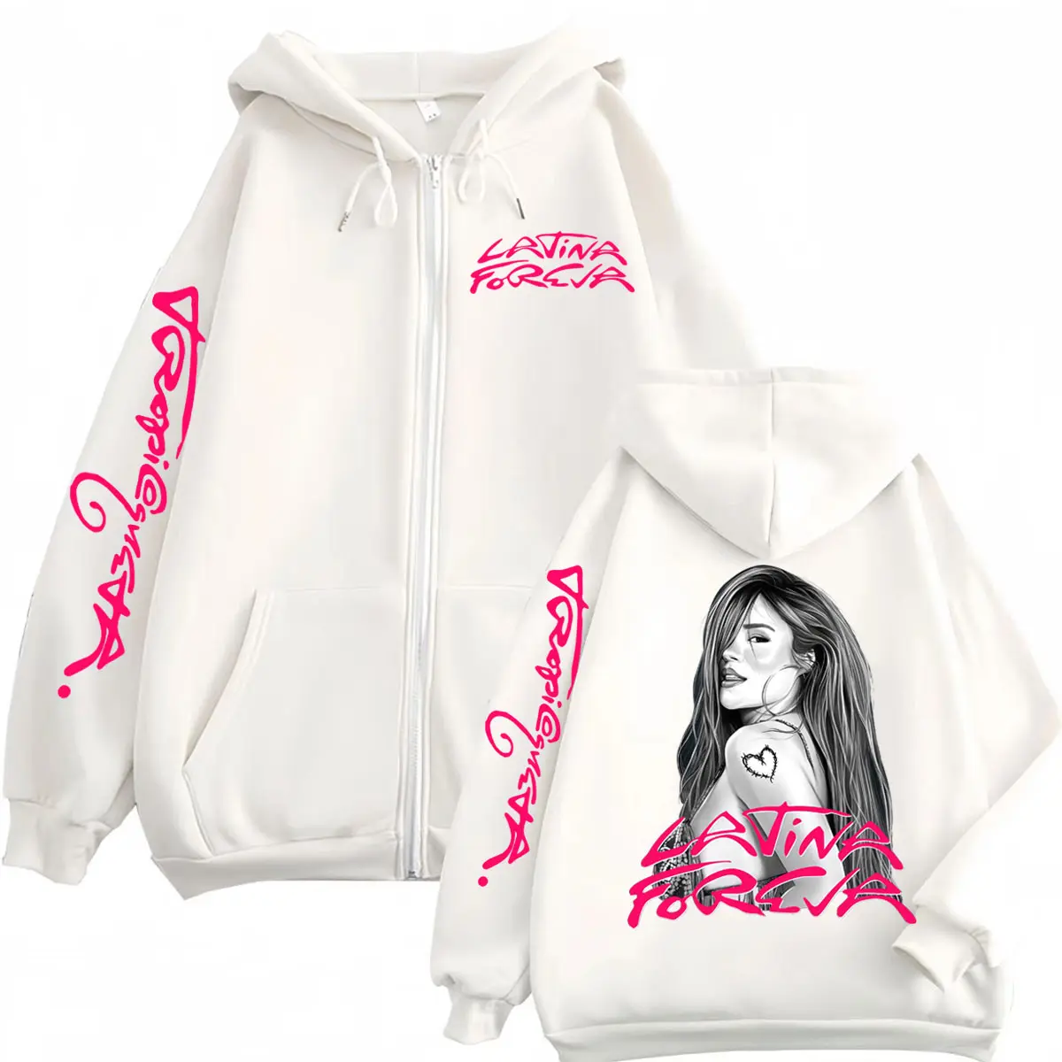 Karol G Tropicoqueta Latina Foreva Merch Zipper Hoodies Fashion Aesthetic Zip Up Sweatshirts Men Women Y2k Oversized Pullovers