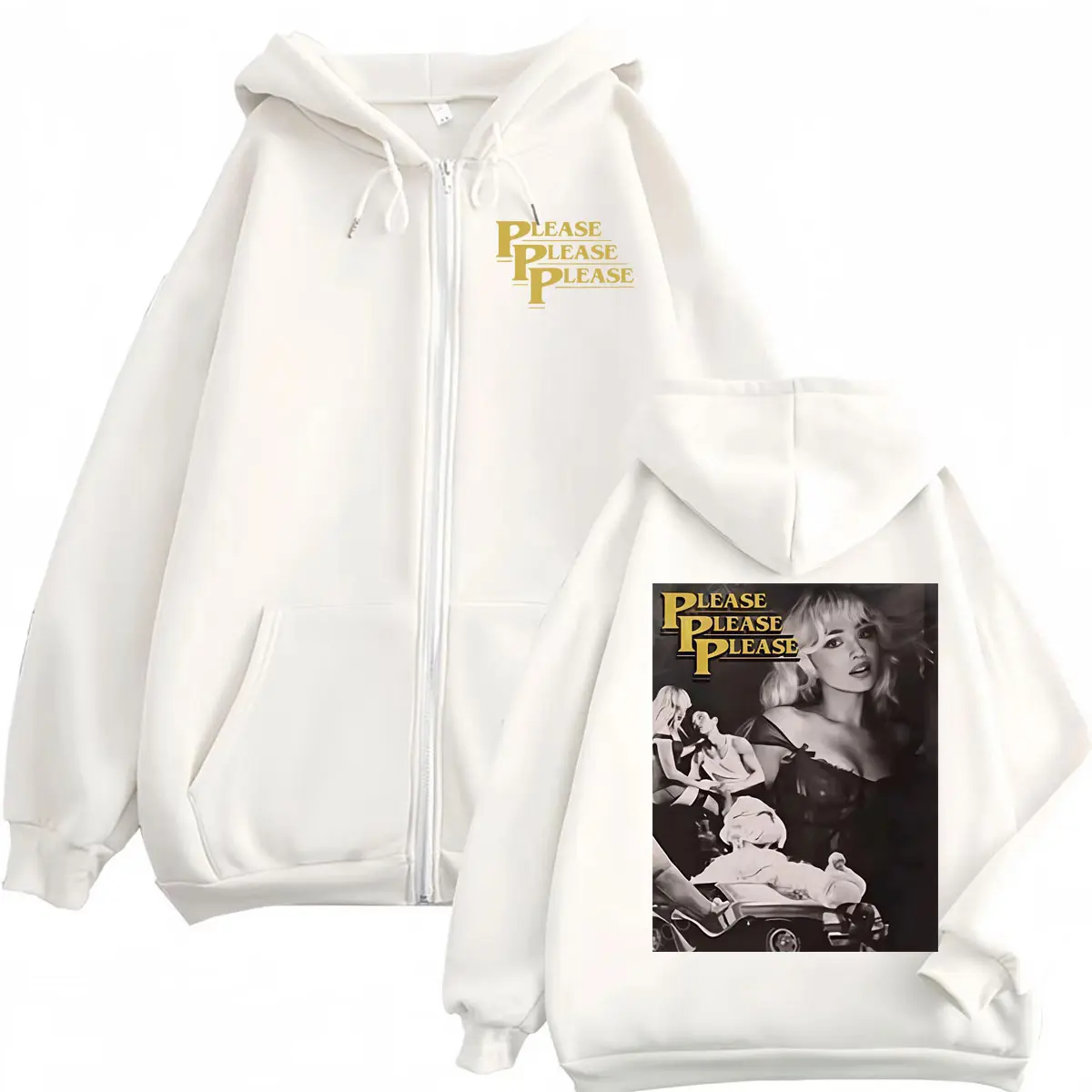 Sabrina Carpenter Tour 2025 Zipper Hoodie Men Women Fashion Vintage Hooded Sweatshirts High Quality Fleece Oversized Pullovers