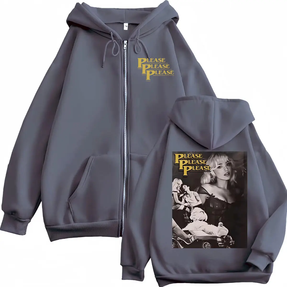 Sabrina Carpenter Tour 2025 Zipper Hoodie Men Women Fashion Vintage Hooded Sweatshirts High Quality Fleece Oversized Pullovers
