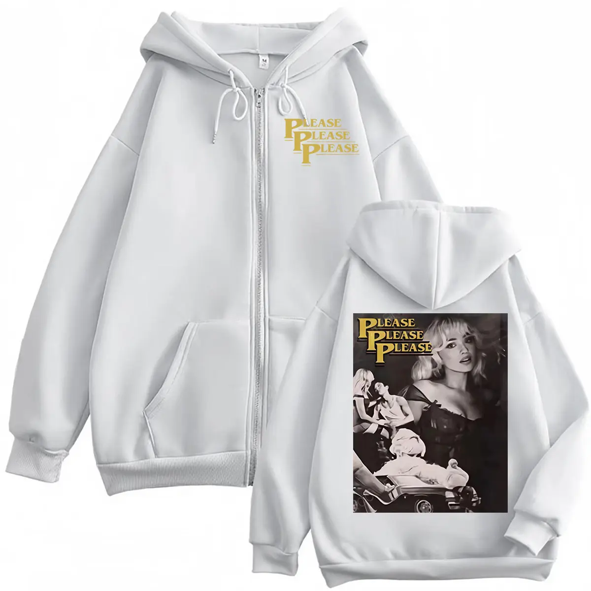 Sabrina Carpenter Tour 2025 Zipper Hoodie Men Women Fashion Vintage Hooded Sweatshirts High Quality Fleece Oversized Pullovers