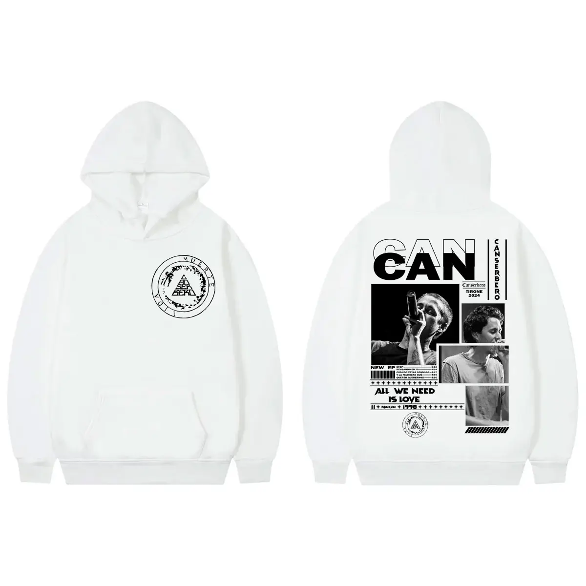 Rapper Canserbero All We Need Is Love Merch Hoodie Hip Hop Vintage Hooded Sweatshirts Men's Women Casual Fashion Loose Pullovers