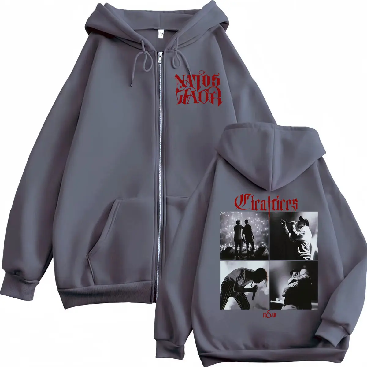Rap Duo Natos Y Waor Merch Zipper Hoodies Men's Women's Hip Hop Vintage Zip Up Pullovers Fashion Casual Oversized Sweatshirts
