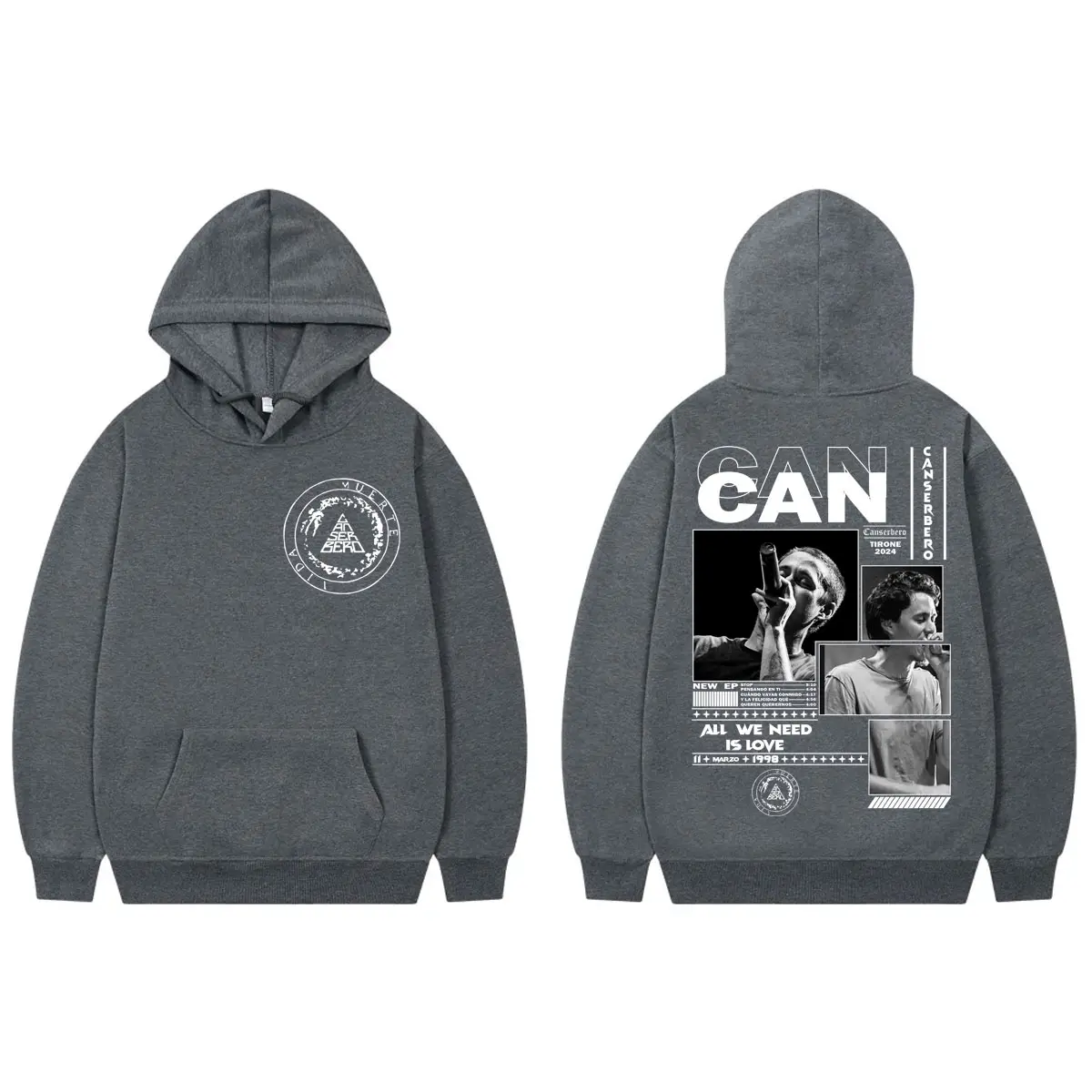 Rapper Canserbero All We Need Is Love Merch Hoodie Hip Hop Vintage Hooded Sweatshirts Men's Women Casual Fashion Loose Pullovers