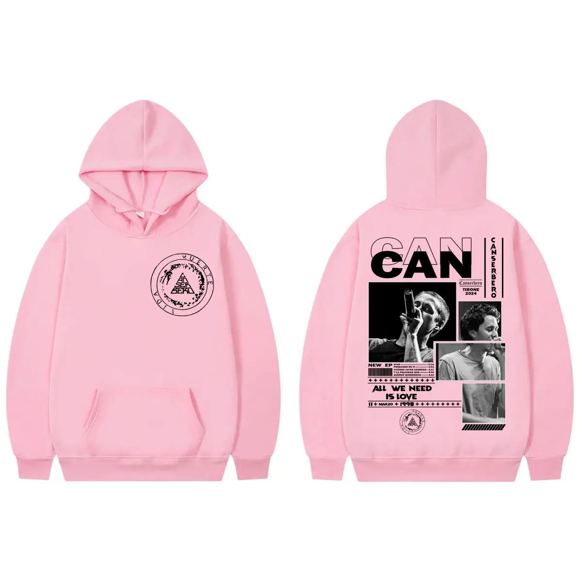 Rapper Canserbero All We Need Is Love Merch Hoodie Hip Hop Vintage Hooded Sweatshirts Men's Women Casual Fashion Loose Pullovers