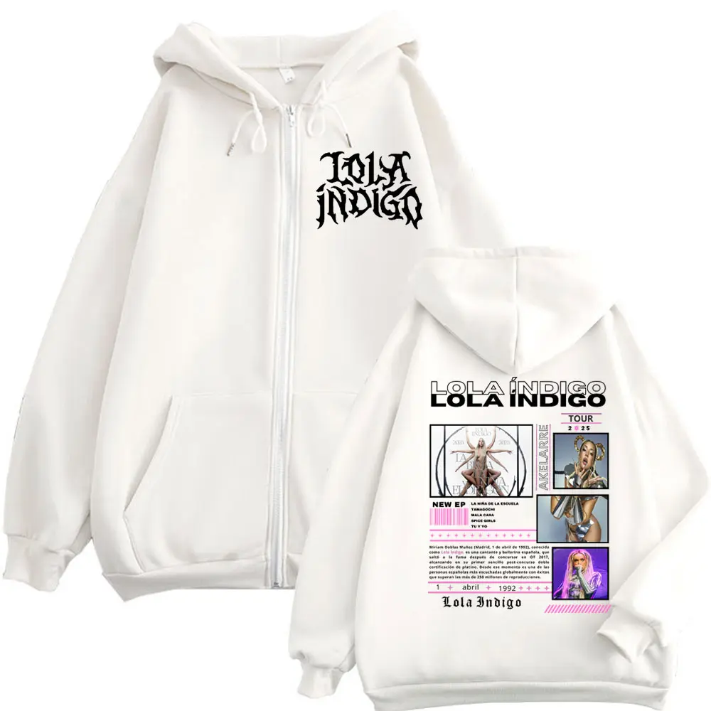 Singer LoIa Indigo Tour 2025 Graphic Zipper Hoodies Men Women Fashion Aesthetic Zip Up Sweatshirts Casual Loose Fleece Pullovers