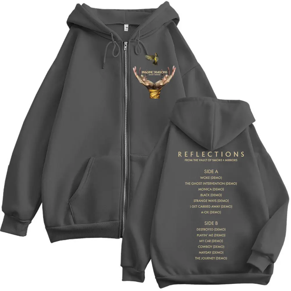 Imagine Dragons Reflections From The Vault of Smoke + Mirrors Album Zipper Hoodies Men Women Rock Fashion Retro Zip Up Pullovers