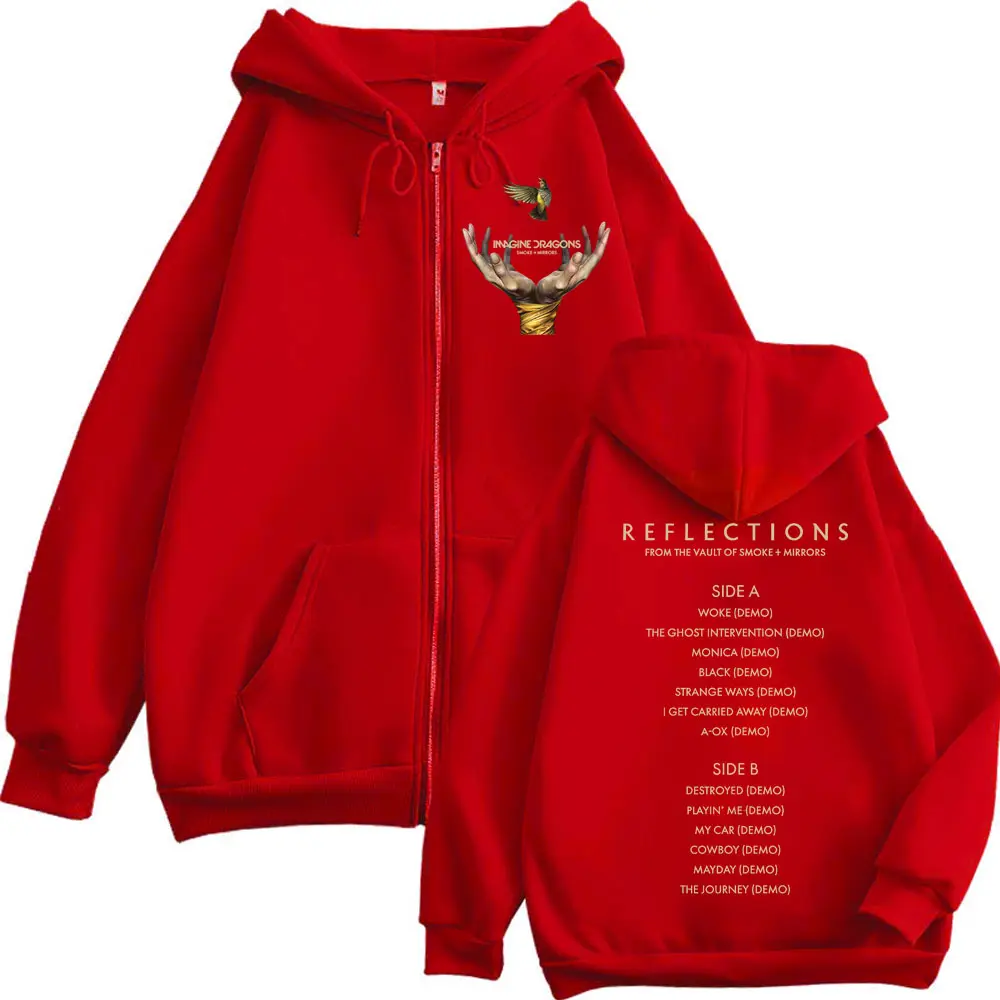 Imagine Dragons Reflections From The Vault of Smoke + Mirrors Album Zipper Hoodies Men Women Rock Fashion Retro Zip Up Pullovers