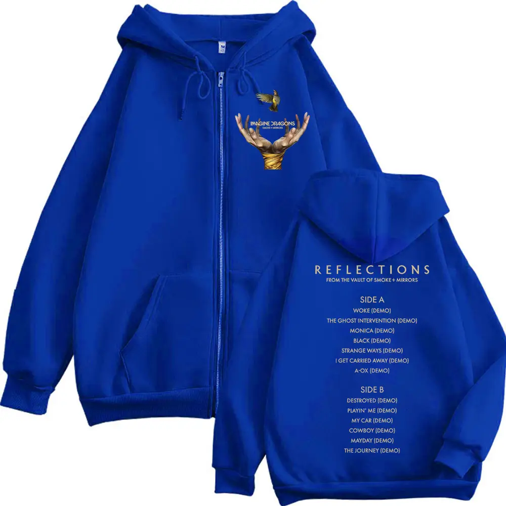 Imagine Dragons Reflections From The Vault of Smoke + Mirrors Album Zipper Hoodies Men Women Rock Fashion Retro Zip Up Pullovers