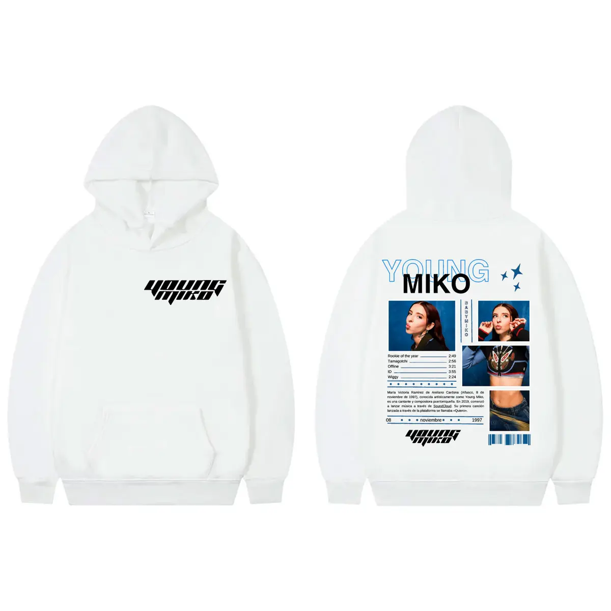 Rapper Young Miko Graphic Hoodie Hip Hop Vintage Hooded Sweatshirts Men's Women Fashion Aesthetic Oversized Pullovers Streetwear