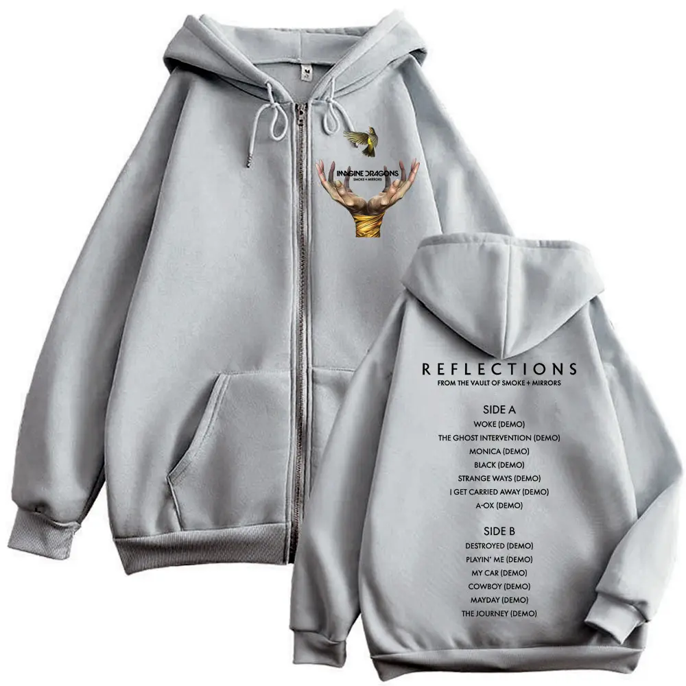 Imagine Dragons Reflections From The Vault of Smoke + Mirrors Album Zipper Hoodies Men Women Rock Fashion Retro Zip Up Pullovers