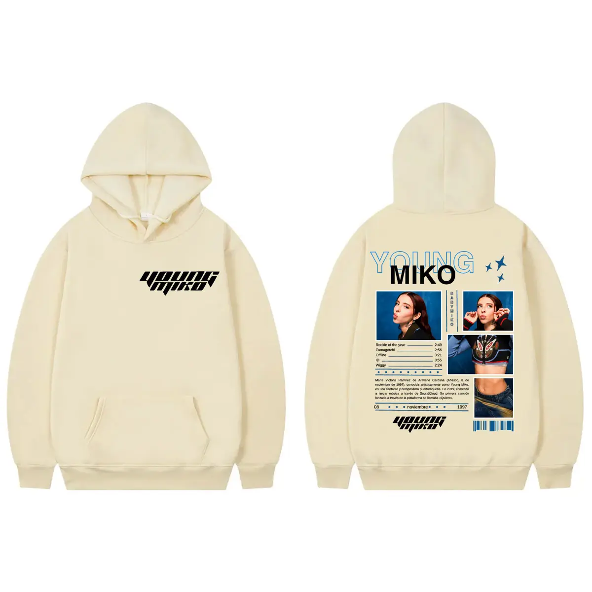 Rapper Young Miko Graphic Hoodie Hip Hop Vintage Hooded Sweatshirts Men's Women Fashion Aesthetic Oversized Pullovers Streetwear