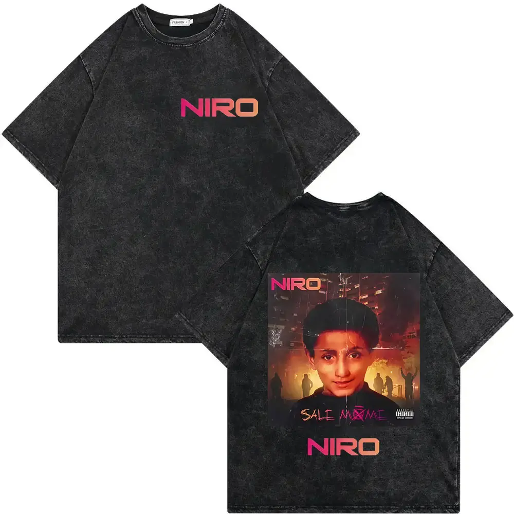 Vintage Washed Rapper Niro Merch T-shirt Harajuku Hip Hop Short Sleeve T Shirt Men Women Clothing Fashion Y2k Oversized T-shirts