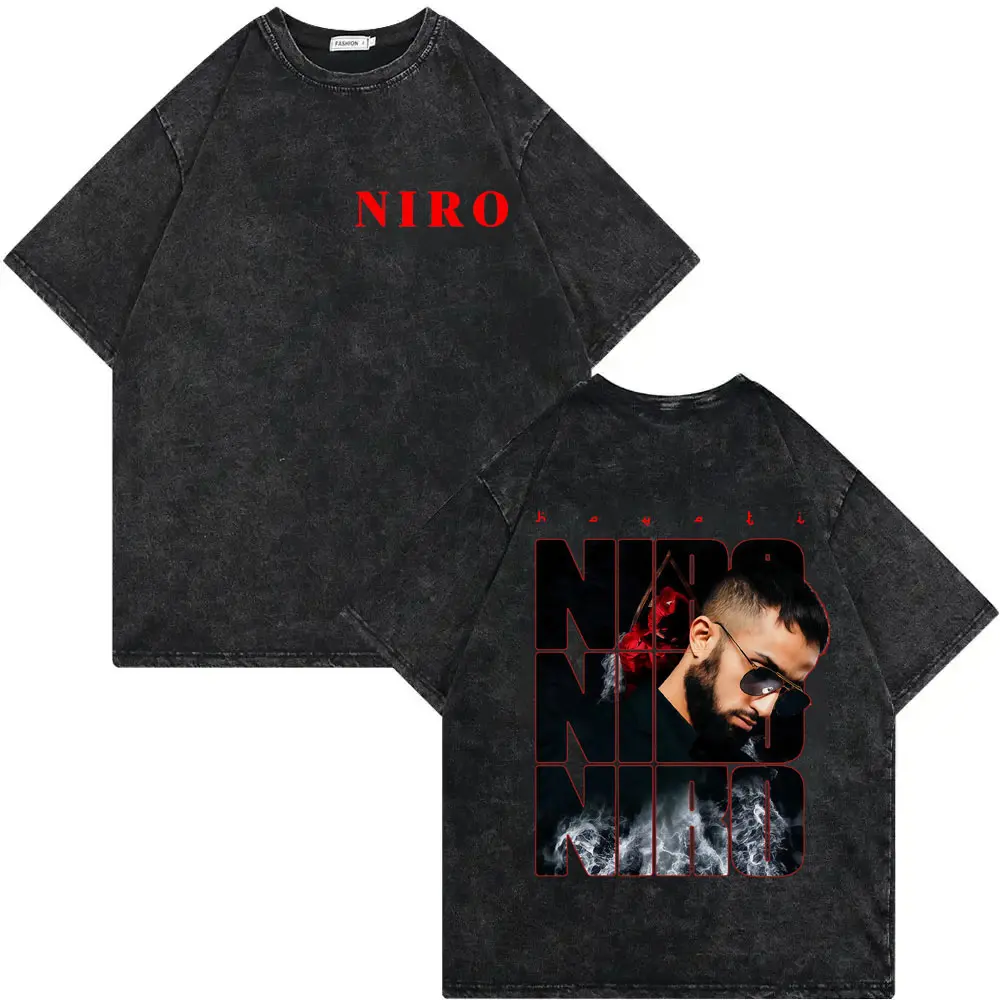 Vintage Washed Rapper Niro Merch T-shirt Harajuku Hip Hop Short Sleeve T Shirt Men Women Clothing Fashion Y2k Oversized T-shirts